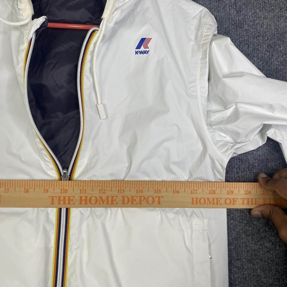 K-Way Jacques Plus Double Jacket Mens Medium White Hooded Windbreaker Coat - Picture 8 of 15
